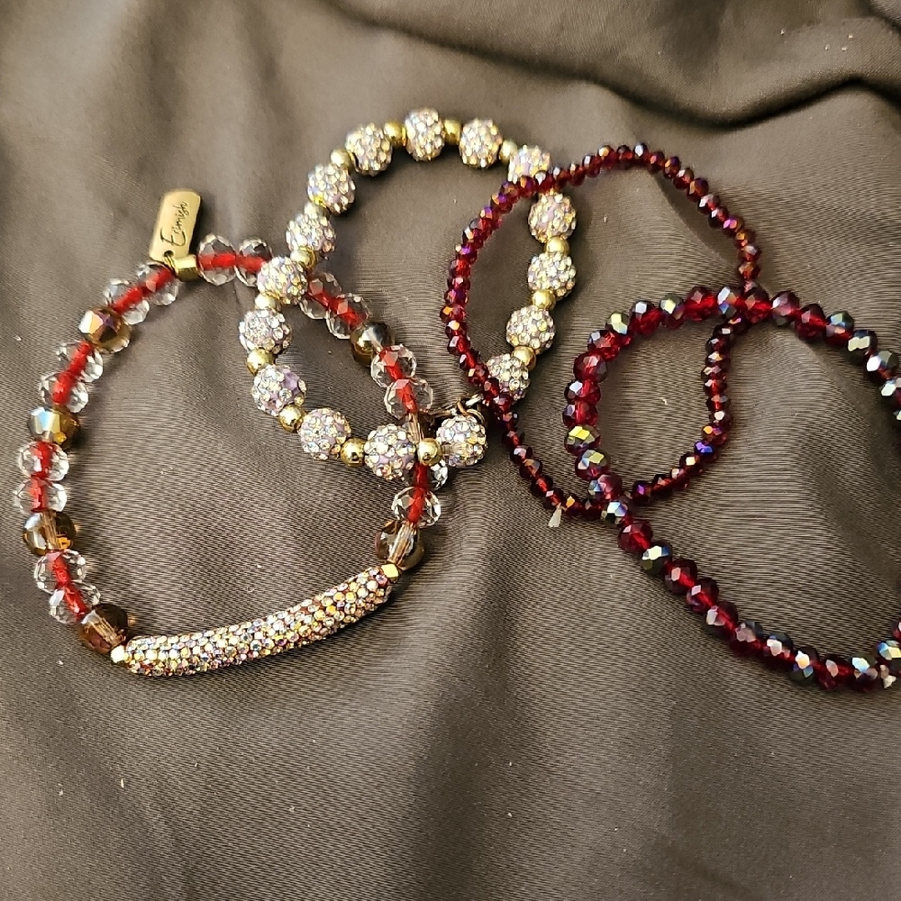 Erimish Gold and Red Beaded Bracelet Set